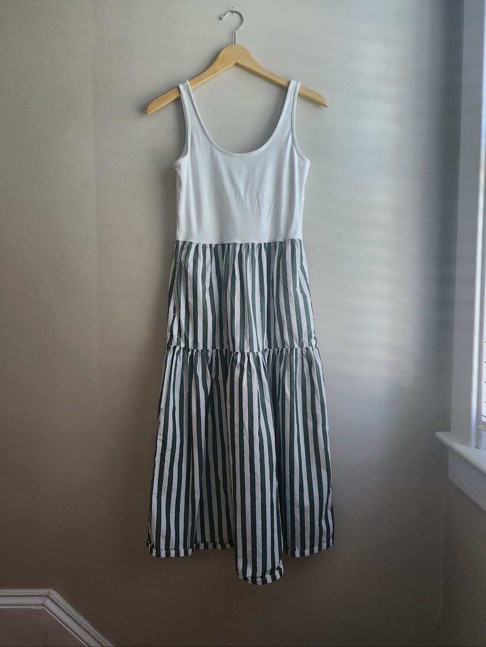 J Crew Factory Striped Tiered Cotton Midi Dress - Picture 2 of 6